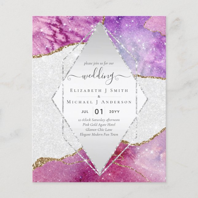Flyer Pink AGATESparkles Wedding Invitaciones PRESUPUEST (Frente)