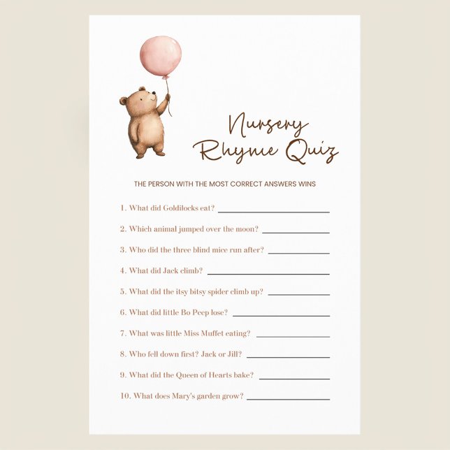 Flyer Pink Balloon Bear Nursery Rhyme Quiz Game for Baby (Subido por el creador)