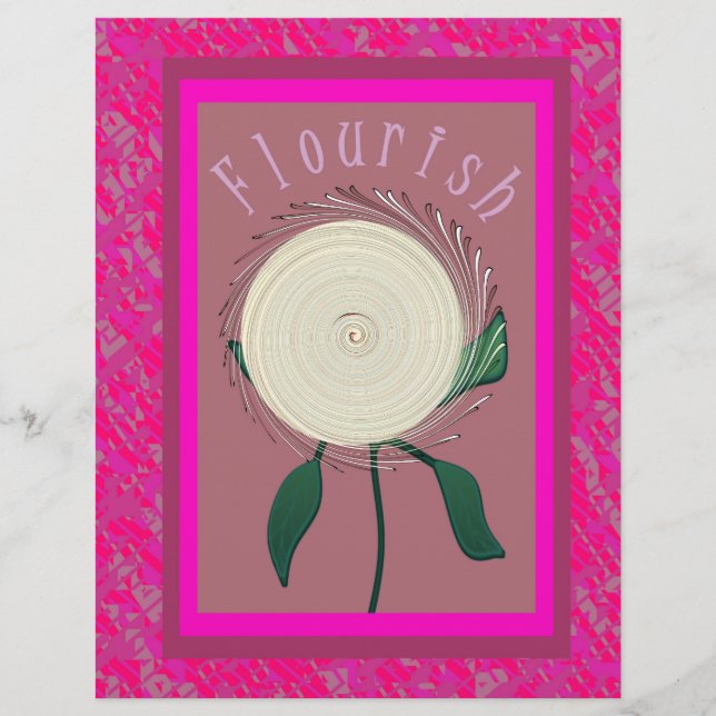 Flyer Pink Flourish Flower Bulk Scrapbook Paper Pages (Frente)