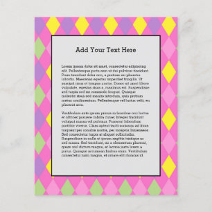Flyer Pink Green Yellow Rhombuses Geometric Harlequin
