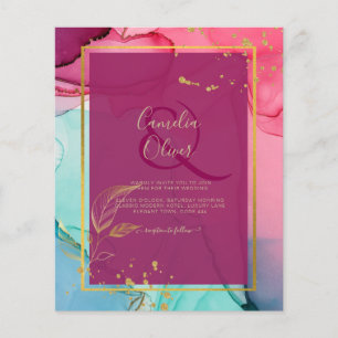 Flyer PINK intenso Turquesa ORO BODA Tinta Alcoholica