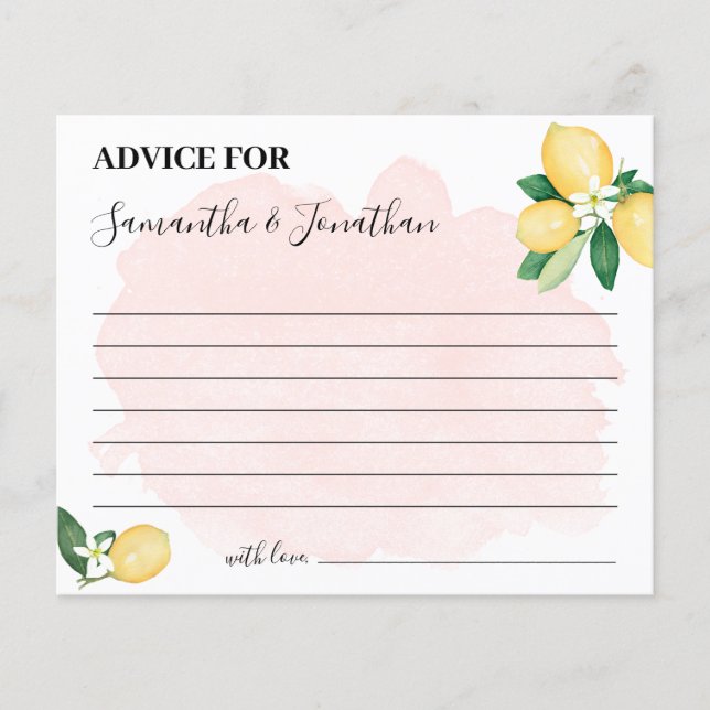 Flyer Pink Lemons Advance para Parejas Ducha Tarjeta de  (Frente)