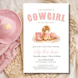Flyer Pink Little Cowgirl Watercolor Baby Shower