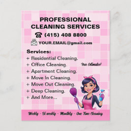 Flyer Pink Maid Janitorial Lady House Cleaning Service