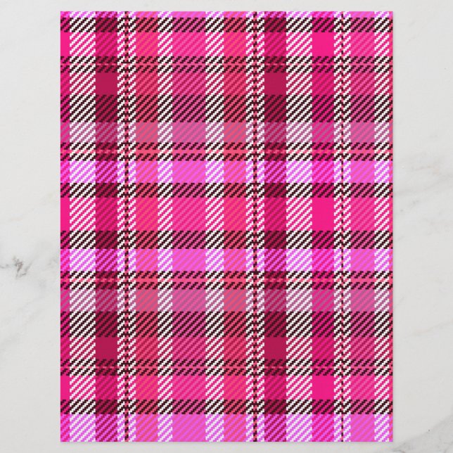 Flyer Pink Plaid Bulk Scrapbook Paper Pages (Frente)