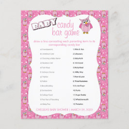 Flyer Pink Polka Dot Owl Tema Baby Shower Candy Bar