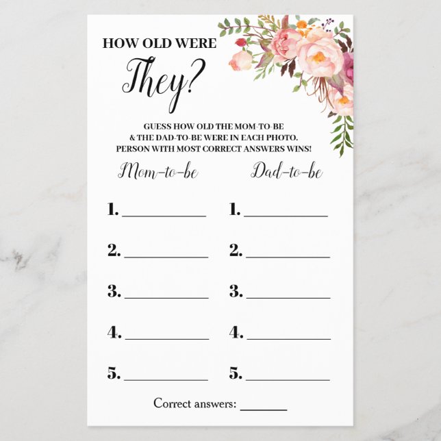 Flyer Pink Qué Edad Tenían Las Tarjetas De Juego Baby Sh (Frente)