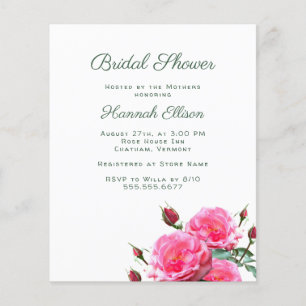Flyer Pink Roses Budget Bridal Shower Invitations
