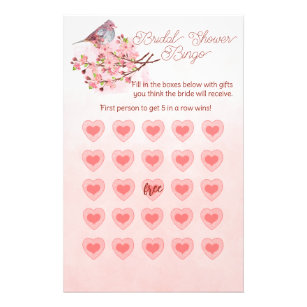 Flyer Pink Watercolor Bird Cerezos en flor de novias Bin