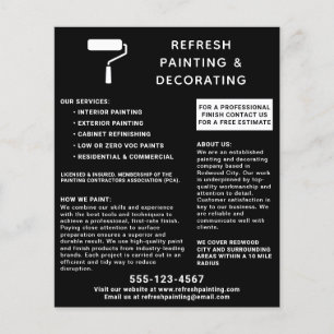 Flyer Pintor Y Decorador Paint Roller Negro