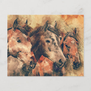Flyer Pintura Artística Acuarela Decorativa Caballos