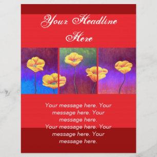 Flyer Pintura de flor de amapola amarilla - múltiple