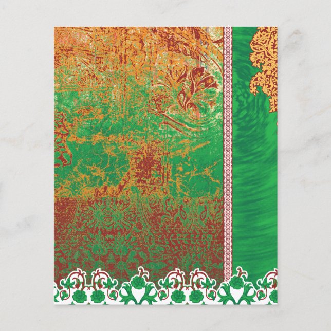 Flyer pintura de un campo verde con un borde naranja (Frente)