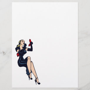 Flyer Pintura del Chica del glamour retro de Bonito rubi