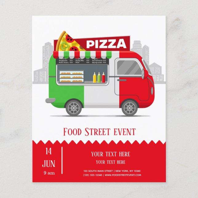 Flyer Pizza de camión de comida (Frente)