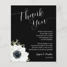 Flyer Placa Boda floral blanca y negra gracias