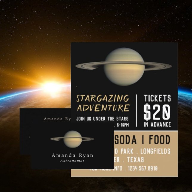 Flyer Planeta Saturno, anuncio de evento Planetario (Subido por el creador)