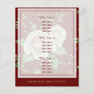 Flyer Planificador de Bodas Plantilla de Rosas Burgund