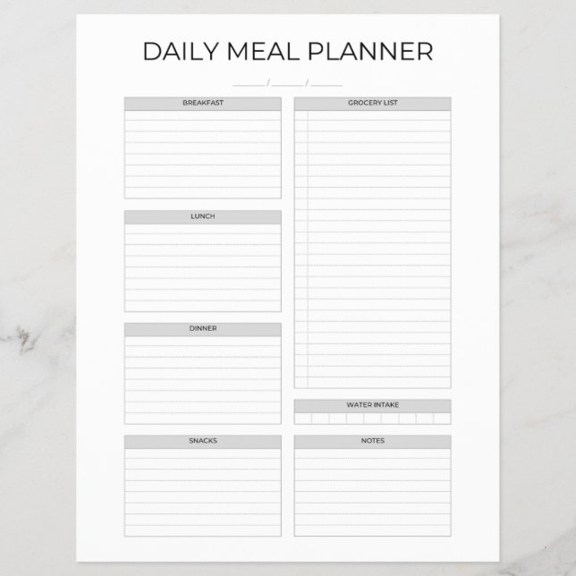 Flyer Planificador de Comidas Diarias | Simple Minimalis (Frente)