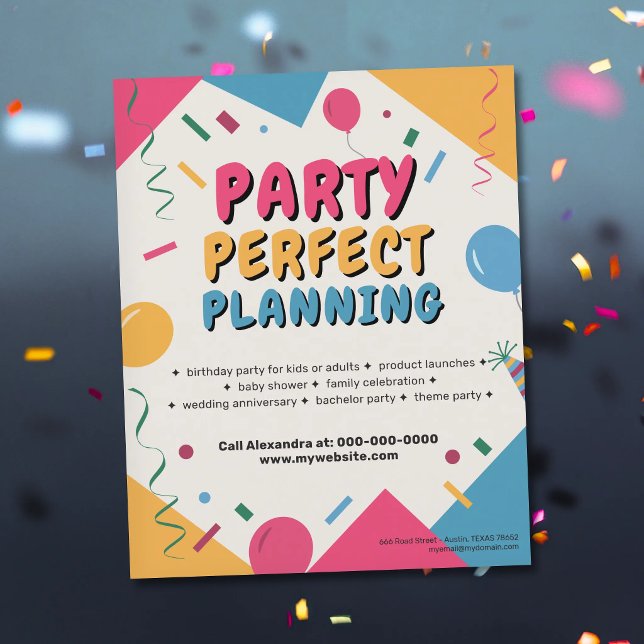 Flyer Planificador de fiestas vibrante (Vibrant Party Planner Flyer)