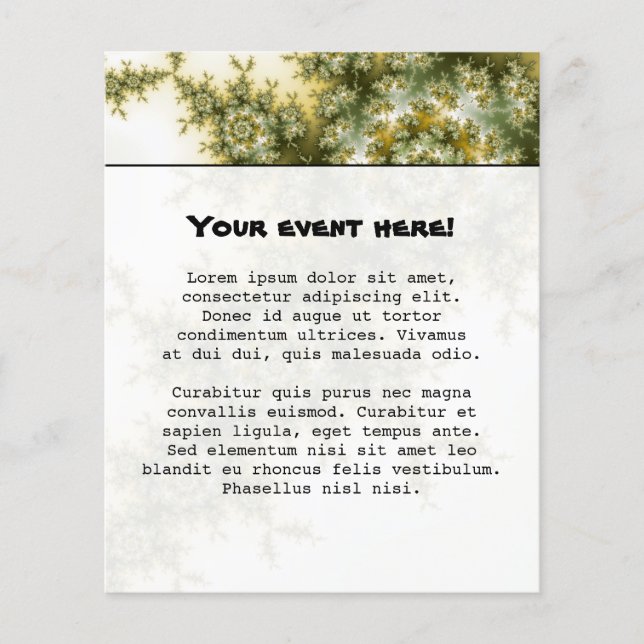 Flyer Planta silvestre - Arte fractal Mandelbrot (Frente)