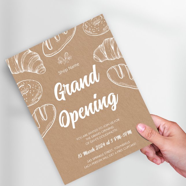 Flyer Plantilla de apertura de gran negocio de panadería (Pastry Bakery Business Grand Opening Template Flyer)