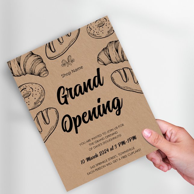 Flyer Plantilla de apertura de gran negocio de panadería (Pastry Bakery Business Grand Opening Template Flyer)