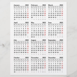 Flyer plantilla de calendario 2022