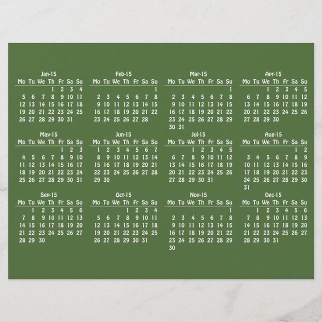Flyer plantilla de calendario de 2015 (Frente)