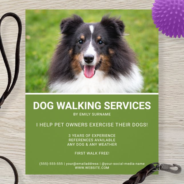 Flyer Plantilla de Caminata de Perro Verde de la Foto de (Subido por el creador)