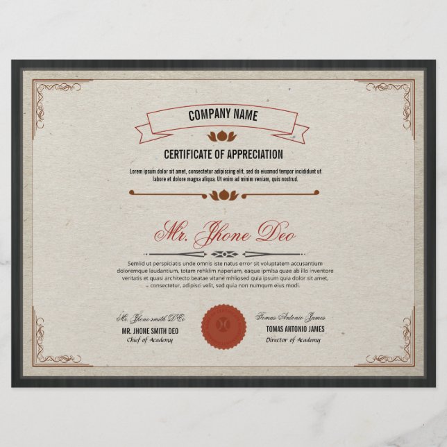 Flyer Plantilla de certificado (Frente)