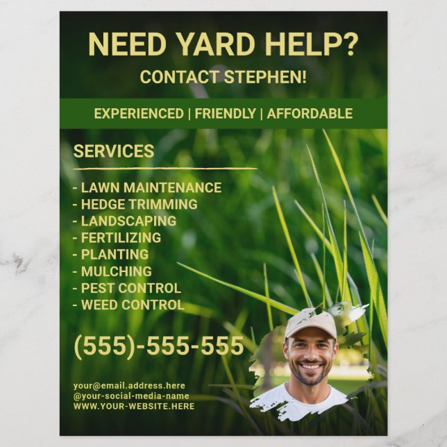 Flyer Plantilla de fotografía de Personalizado de jardín (Frente)