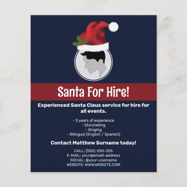 Flyer Plantilla de fotos de Personalizado de Santa Hat - (Frente)