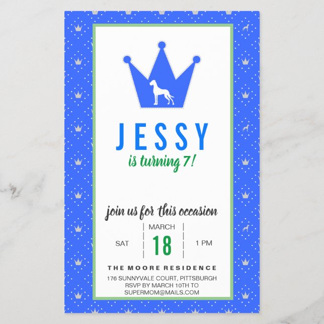 Flyer Plantilla de Gran Danés para cumpleaños de perro (Atrás)