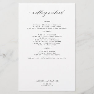 Flyer Plantilla de itinerario de fin de semana de boda s