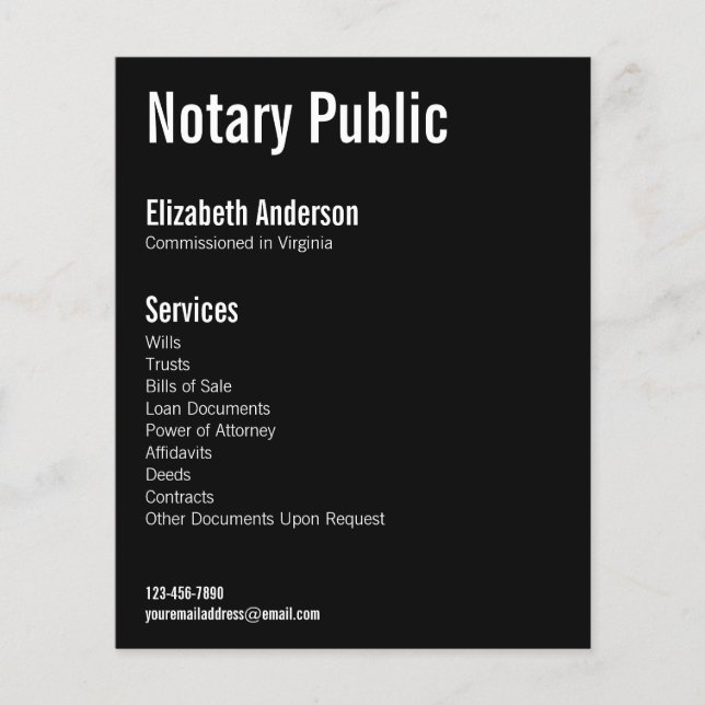 Flyer Plantilla de notario de servicios públicos en blan (Frente)