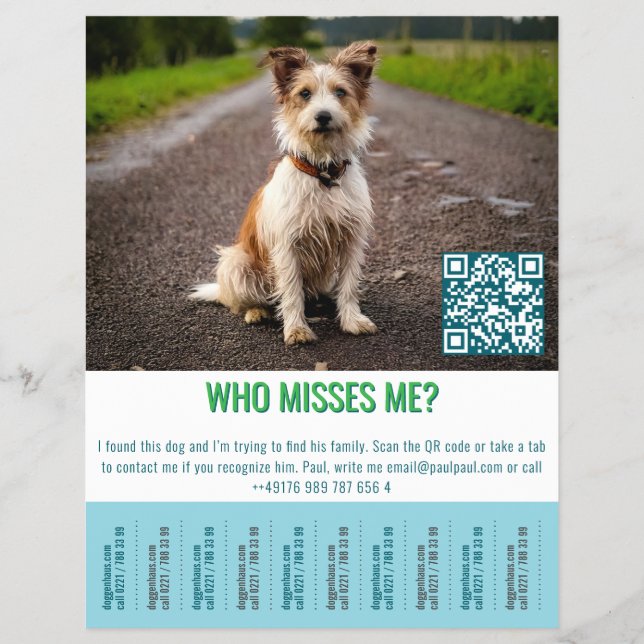 Flyer Plantilla de perro encontrado tap  (Frente)