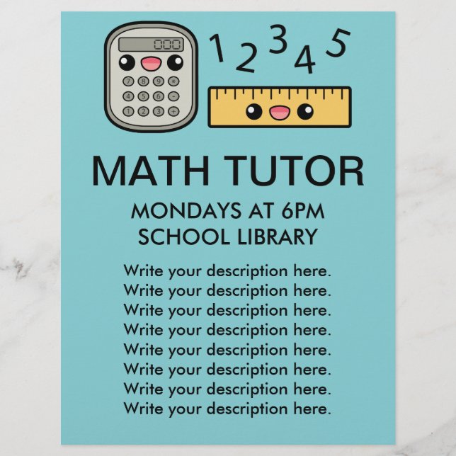 Flyer Plantilla de tutor de matemáticas de calculadora y (Frente)