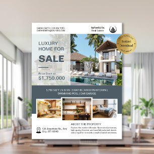 Flyer Plantilla de ventas de Casa Inmobiliaria con logot