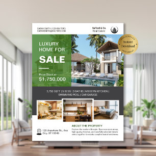 Flyer Plantilla de ventas de Casa Inmobiliaria con logot