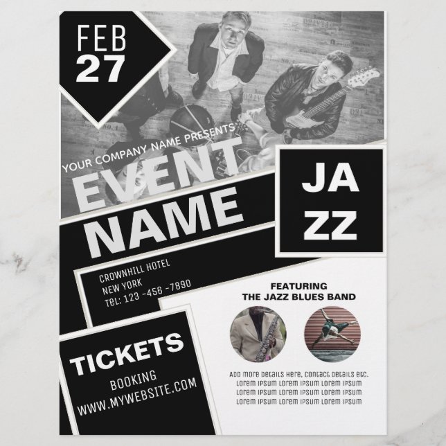 Flyer Plantilla de viajero de EVENT Entretenimiento Blan (Frente)