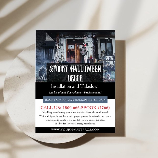Flyer Plantilla de viajero de servicio de decoración de  (Halloween Decorations Service Flyer Template)
