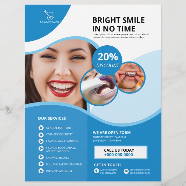 Flyer Plantilla de viajero de servicios dentales (Frente)