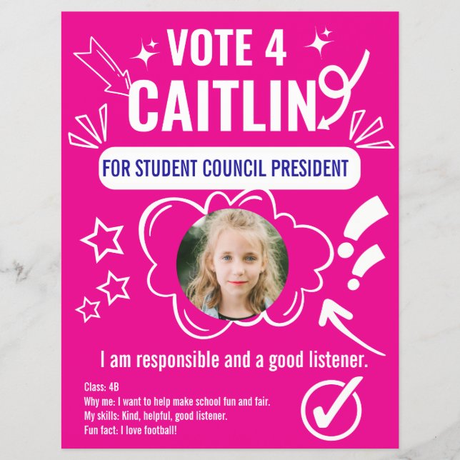 Flyer Plantilla de votación del Consejo Escolar para niñ (Frente)