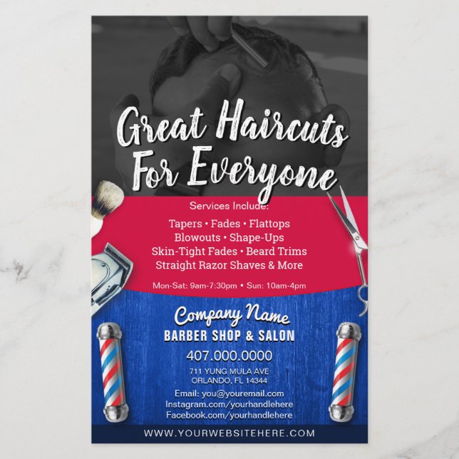 Flyer Plantilla F de cupón de Personalizable de Barber S (Frente)
