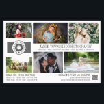 Flyer Plantilla fotográfica profesional<br><div class="desc">Volante de marketing blanco para un fotógrafo profesional personalizado con sus fotos, logotipos, información de contacto, texto personalizado y código QR con fuentes grises en un fondo blanco. Promociona tu negocio de la fotografía con este folleto de collage de fotos personalizado con seis de tus magníficas fotos de un lado...</div>