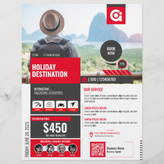 Flyer Plantilla roja de vuelo de la agencia de viajes