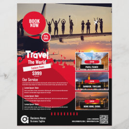 Flyer Plantilla roja de vuelo de la agencia de viajes