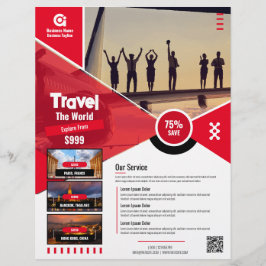 Flyer Plantilla roja de vuelo de la agencia de viajes