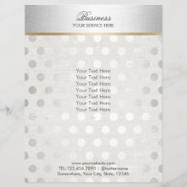 Flyer Plata Polka Dots Classy Linen Salon Spa Brochures